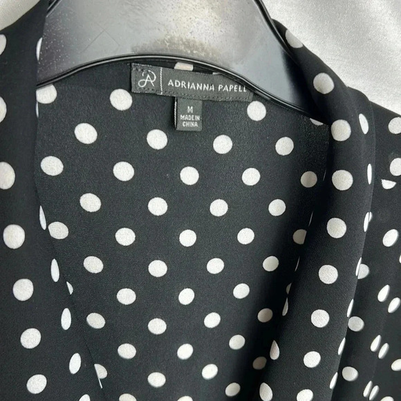 ADRIANNA PAPELL wrap sheer chiffon polka dot B&W blazer,cover jacket,blouse.EC - Picture 8 of 16